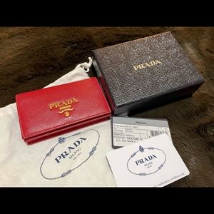 Prada Red Card Holder Wallet